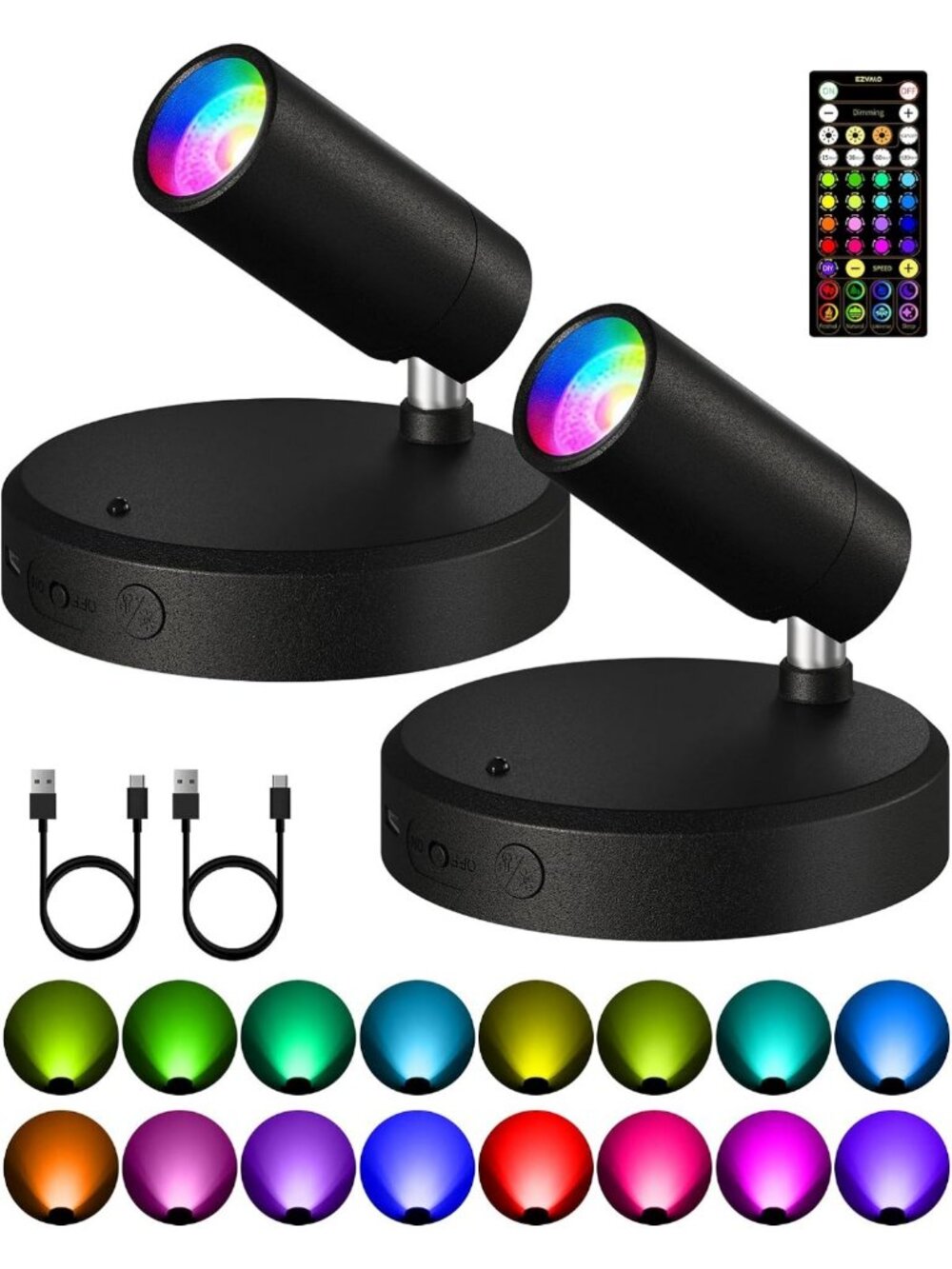 EZVALO RGB Indoor Spotlights, LED Accent Lights, Wall Decor Uplights.